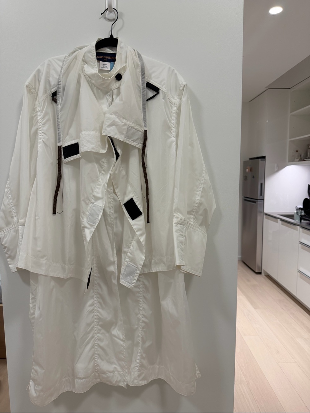 Louis Vuitton White Trench Coat with Dark Trim